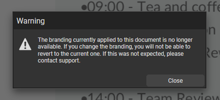 User Guide - unshared branding message
